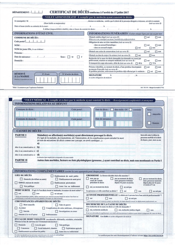 Certificat de décès